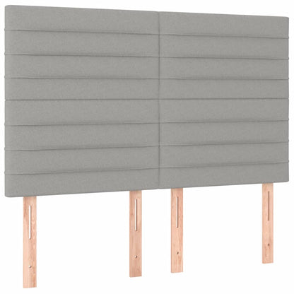 Boxspring Met Matras Stof Lichtgrijs 140 x 190 cm Horizontale strepen