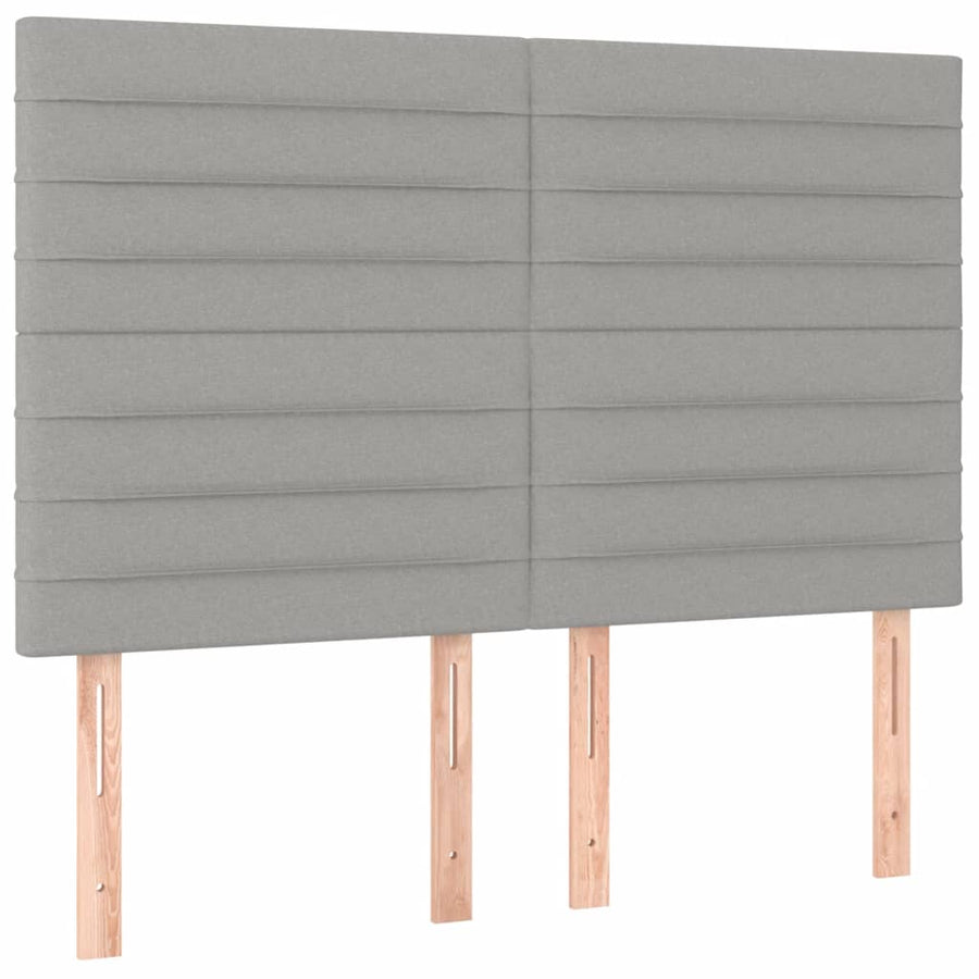 Boxspring Met Matras Stof Lichtgrijs 140 x 190 cm Horizontale strepen