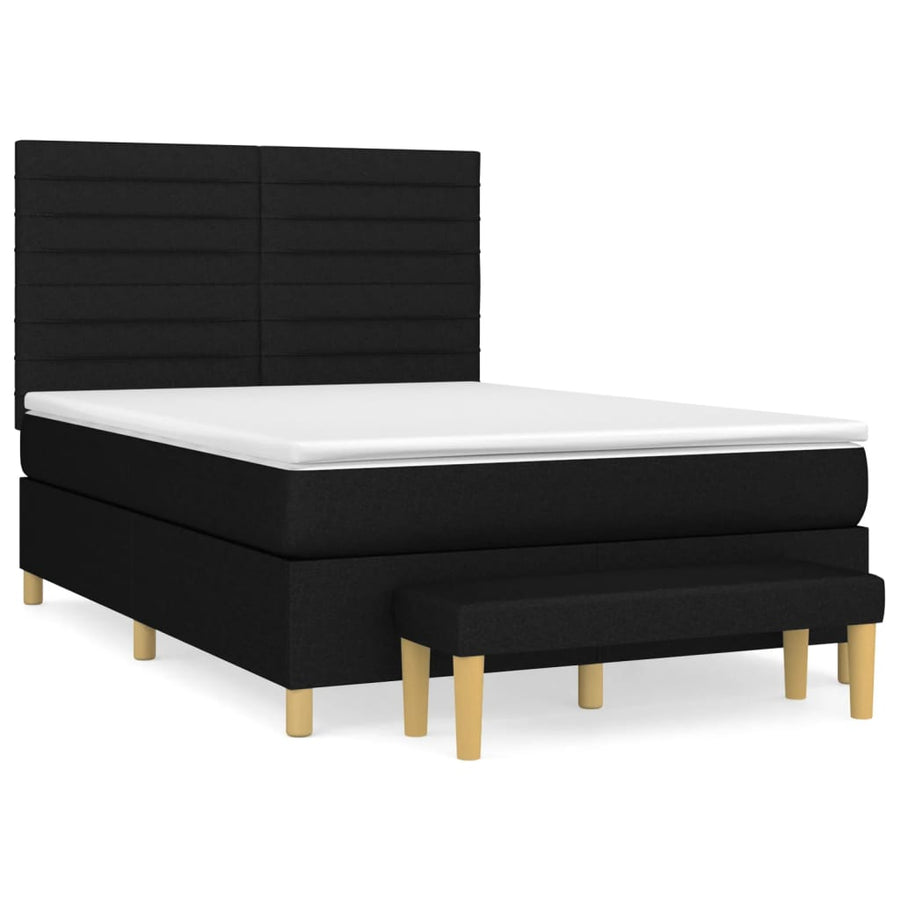 Boxspring met matras stof zwart 140x190 cm 140 x 190 cm Zwart