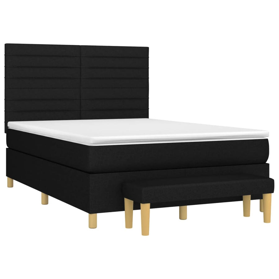 Boxspring met matras stof zwart 140x190 cm 140 x 190 cm Zwart