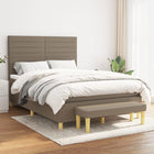 Boxspring Met Matras Stof Taupe 140 x 190 cm Horizontale strepen