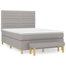 Boxspring Met Matras Stof Lichtgrijs 140 x 200 cm Horizontale strepen