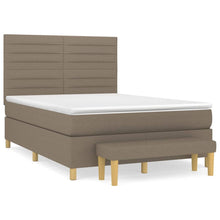 Boxspring Met Matras Stof Taupe 140 x 200 cm Horizontale strepen