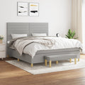 Boxspring met matras stof lichtgrijs 160x200 cm