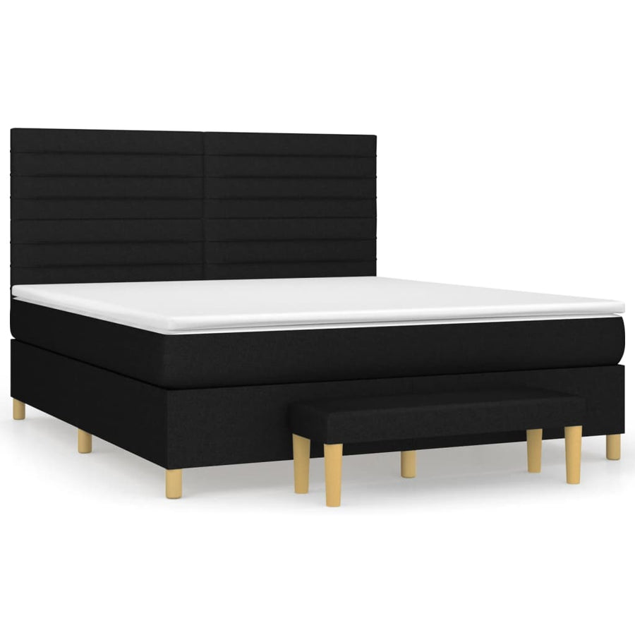 Boxspring Met Matras Stof Zwart 160 x 200 cm Horizontale strepen