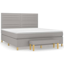 Boxspring Met Matras Stof Lichtgrijs 180 x 200 cm Horizontale strepen