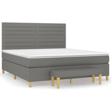 Boxspring Met Matras Stof Donkergrijs 180 x 200 cm Horizontale strepen