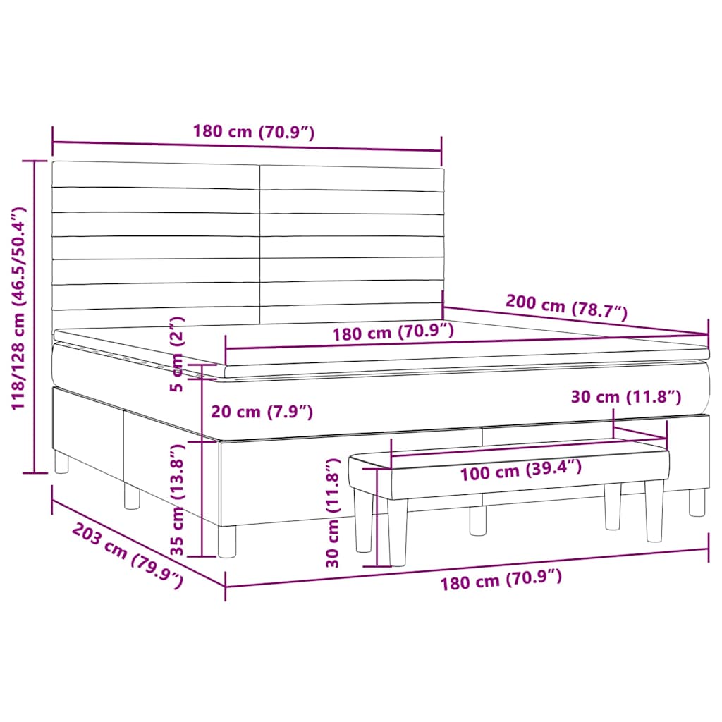 Boxspring Met Matras Stof 180 x 200 cm Donkerbruin