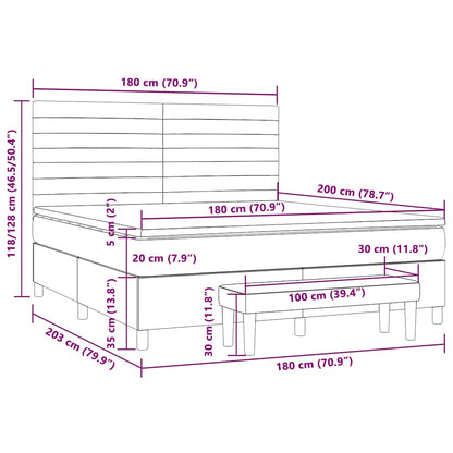 Boxspring Met Matras Stof 180 x 200 cm Donkerbruin