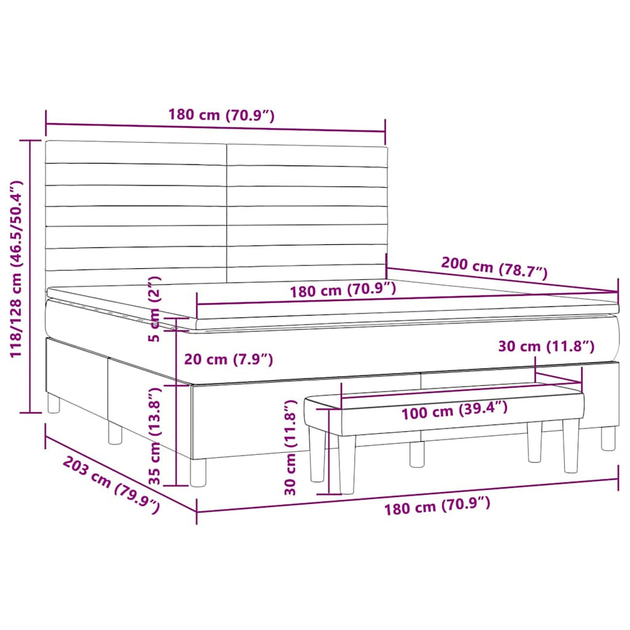 Boxspring Met Matras Stof 180 x 200 cm Donkerbruin