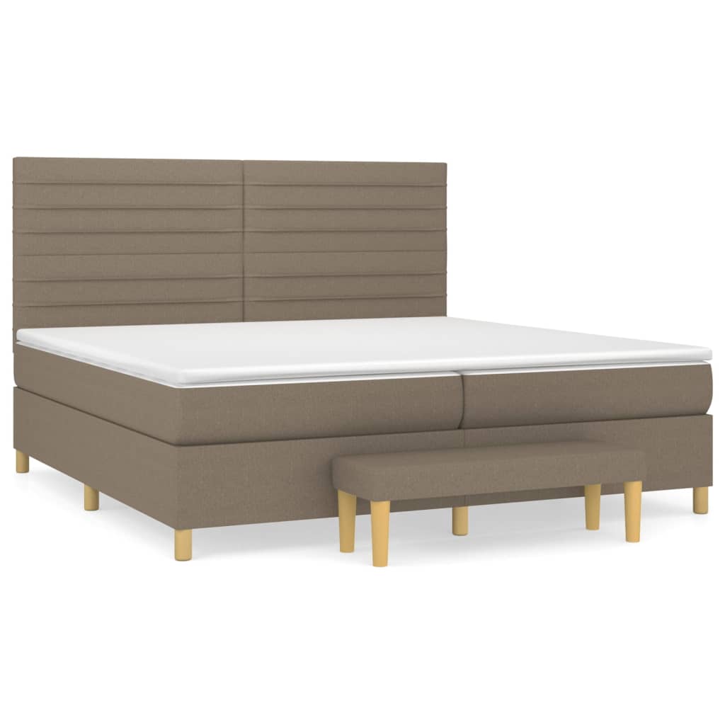 Boxspring Met Matras Stof Taupe 200 x 200 cm Horizontale strepen