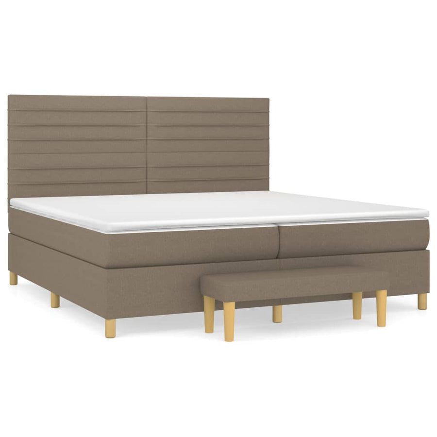 Boxspring Met Matras Stof Taupe 200 x 200 cm Horizontale strepen