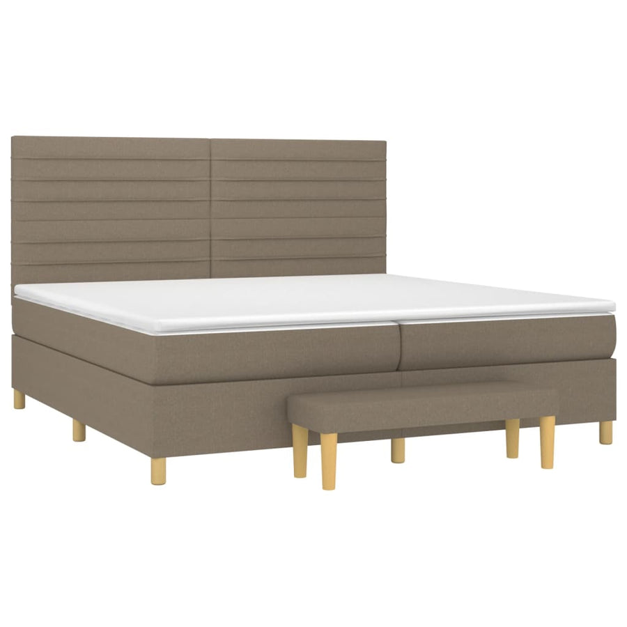 Boxspring Met Matras Stof Taupe 200 x 200 cm Horizontale strepen