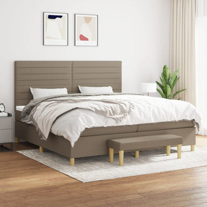 Boxspring Met Matras Stof Taupe 200 x 200 cm Horizontale strepen