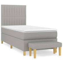 Boxspring Met Matras Stof Lichtgrijs 80 x 200 cm Verticale strepen