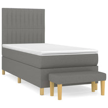 Boxspring Met Matras Stof Donkergrijs 80 x 200 cm Verticale strepen