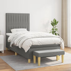 Boxspring Met Matras Stof Donkergrijs 90 x 190 cm Verticale strepen