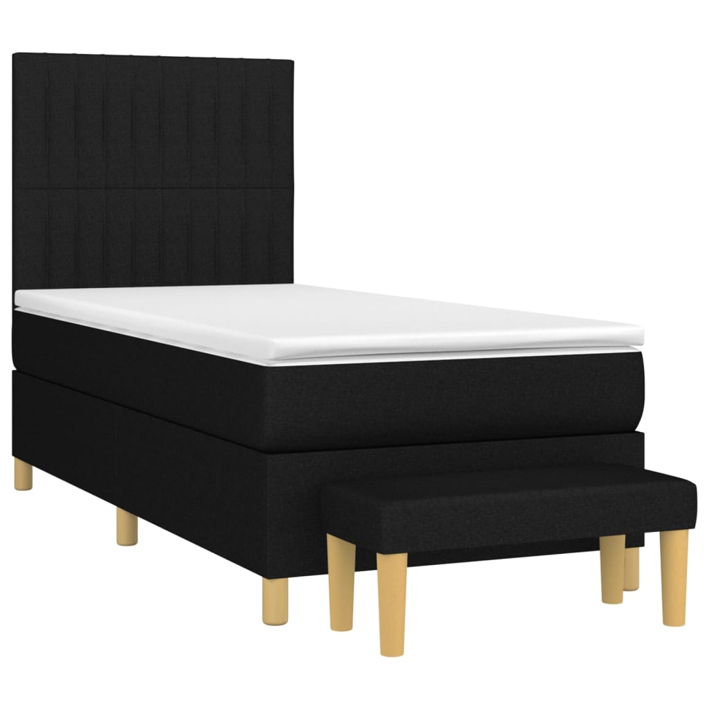 Boxspring Met Matras Stof Zwart 90 x 190 cm Verticale strepen