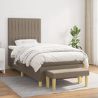 Boxspring Met Matras Stof Taupe 100 x 200 cm Verticale strepen