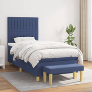 Boxspring met matras 100x200 cm blauw stof
