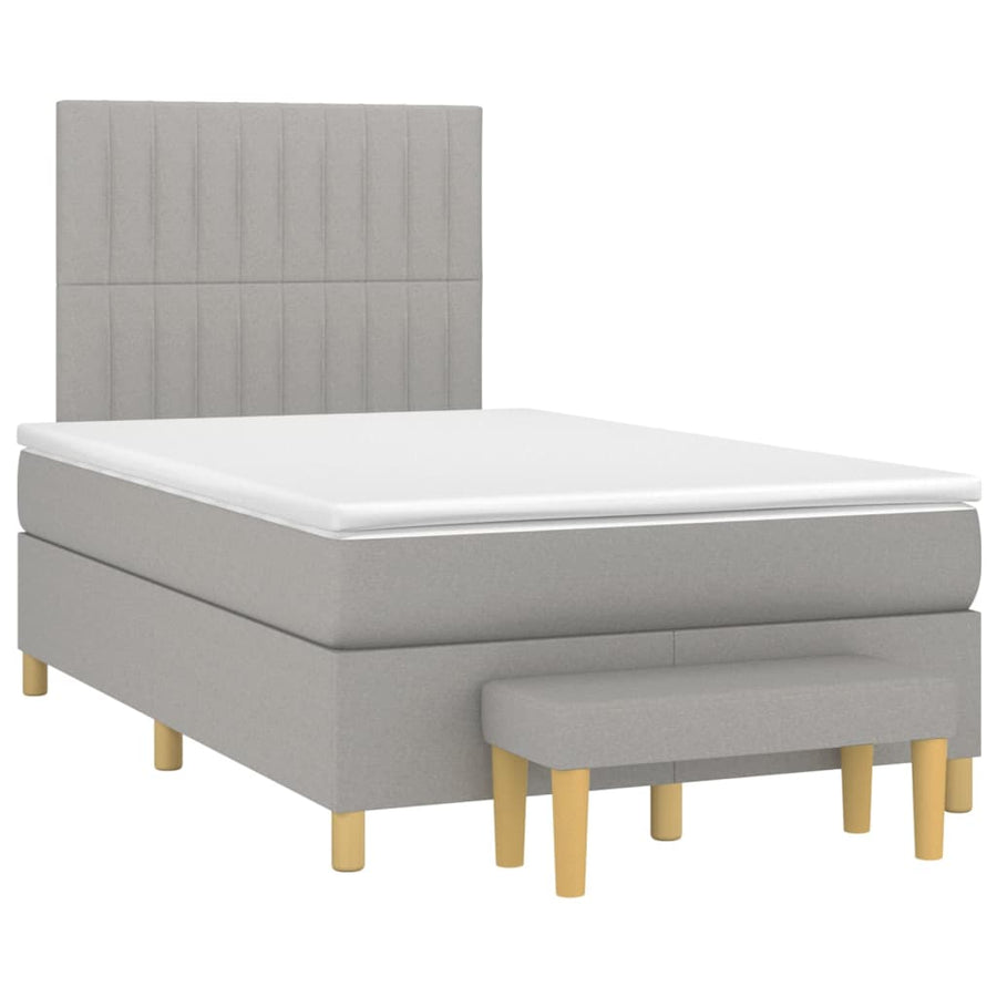 Boxspring Met Matras Stof Lichtgrijs 120 x 200 cm Verticale strepen