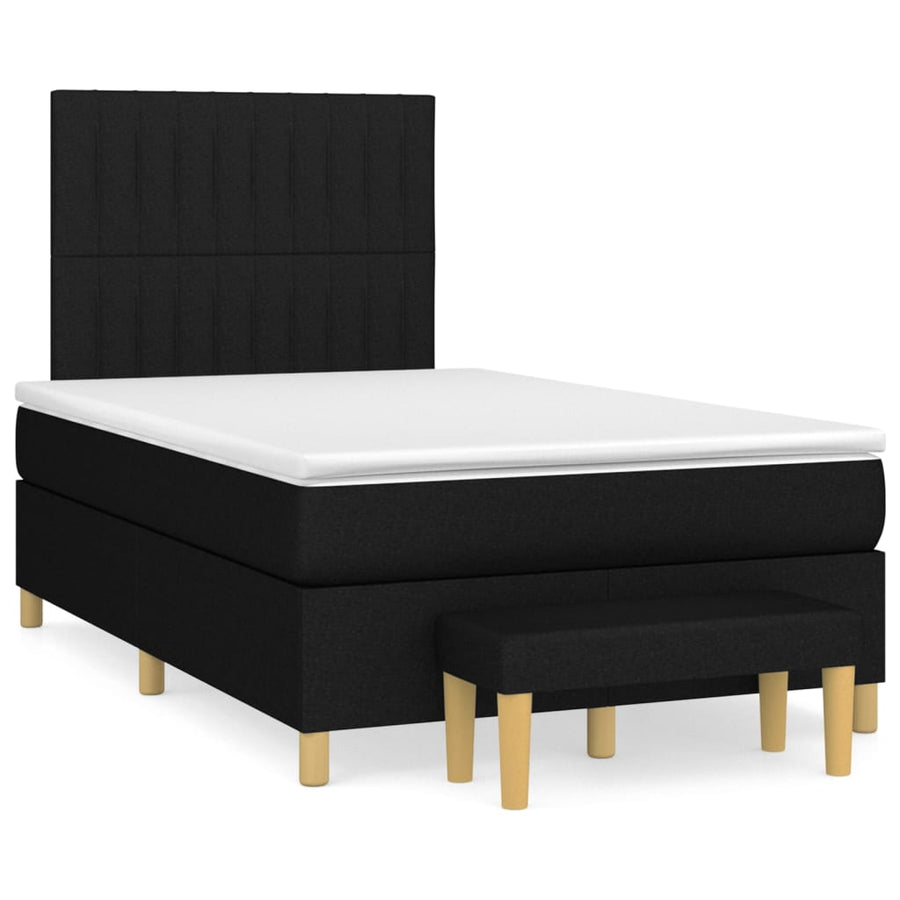 Boxspring Met Matras Stof Zwart 120 x 200 cm Verticale strepen