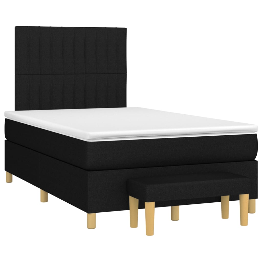 Boxspring Met Matras Stof Zwart 120 x 200 cm Verticale strepen