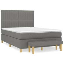Boxspring Met Matras Stof Donkergrijs 140 x 190 cm Verticale strepen