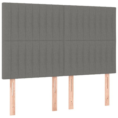 Boxspring Met Matras Stof Donkergrijs 140 x 190 cm Verticale strepen