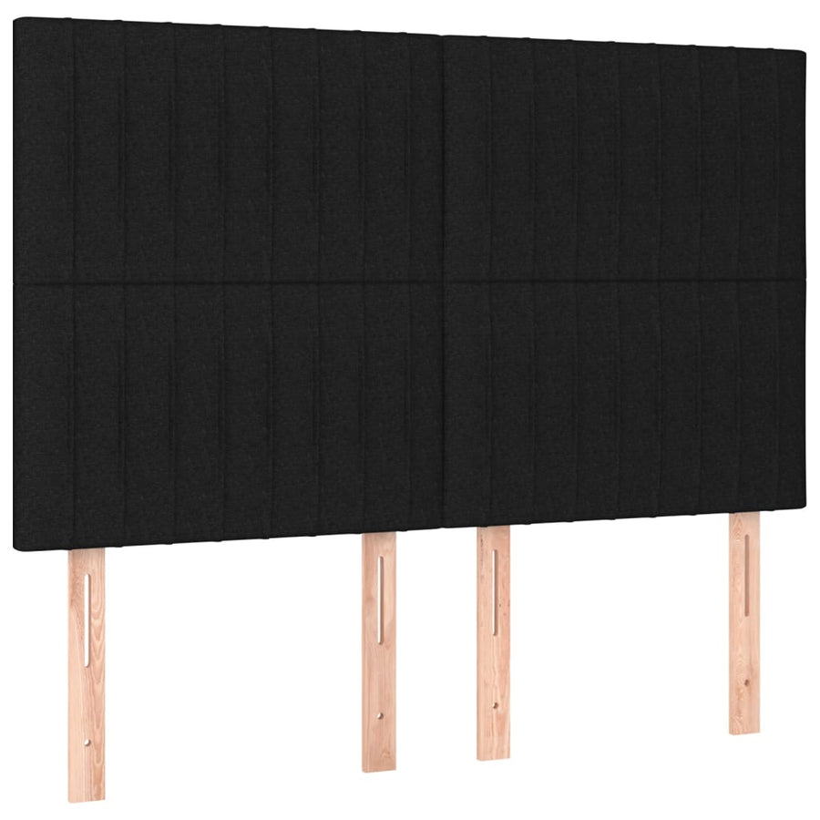 Boxspring Met Matras Stof Zwart 140 x 190 cm Verticale strepen