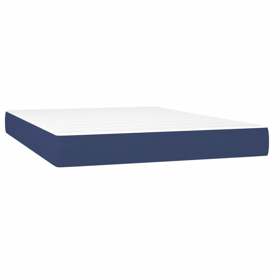 Boxspring Met Matras Stof Blauw 140 x 190 cm Verticale strepen