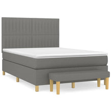 Boxspring Met Matras Stof Donkergrijs 140 x 200 cm Verticale strepen