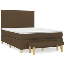 Boxspring Met Matras Stof Donkerbruin 140 x 200 cm Verticale strepen