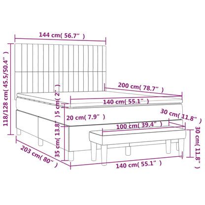 Boxspring Met Matras Stof Donkerbruin 140 x 200 cm Verticale strepen