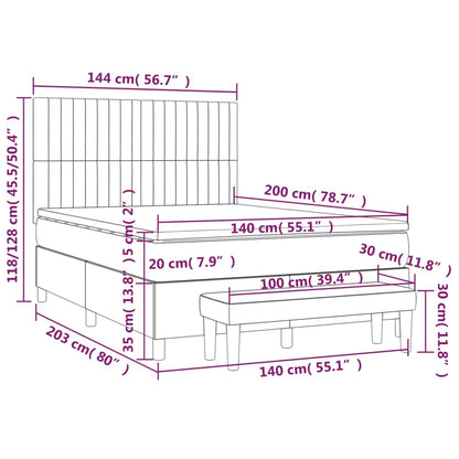 Boxspring Met Matras Stof Blauw 140 x 200 cm Verticale strepen