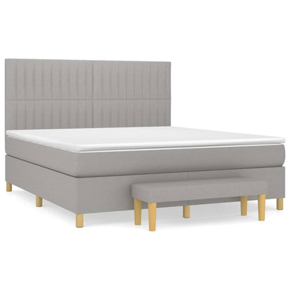 Boxspring Met Matras Stof Lichtgrijs 160 x 200 cm Verticale strepen