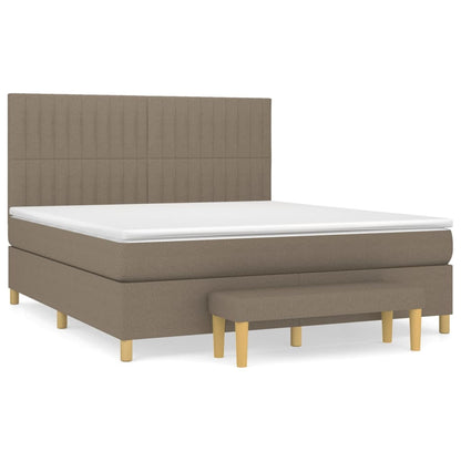 Boxspring Met Matras Stof Taupe 160X200 Cm Taupe 160 x 200 cm Verticale strepen