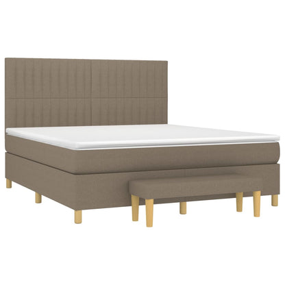 Boxspring Met Matras Stof Taupe 160X200 Cm Taupe 160 x 200 cm Verticale strepen