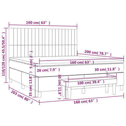 Boxspring Met Matras Stof Taupe 160X200 Cm Taupe 160 x 200 cm Verticale strepen