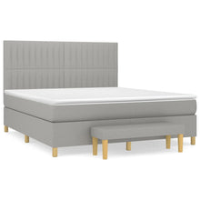Boxspring Met Matras Stof Lichtgrijs 180 x 200 cm Verticale strepen