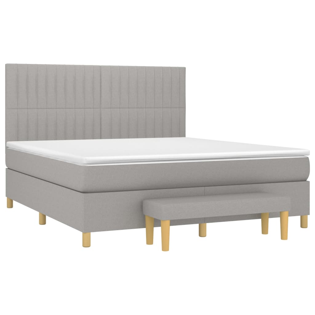 Boxspring Met Matras Stof Lichtgrijs 180 x 200 cm Verticale strepen