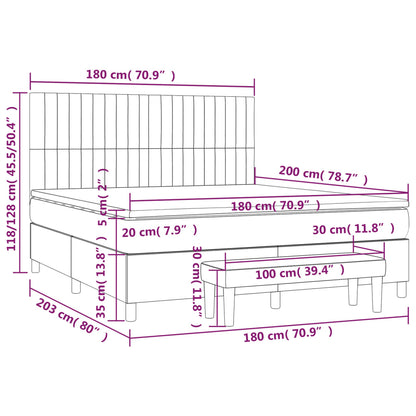 Boxspring Met Matras Stof Lichtgrijs 180 x 200 cm Verticale strepen