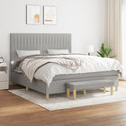 Boxspring Met Matras Stof Lichtgrijs 180 x 200 cm Verticale strepen