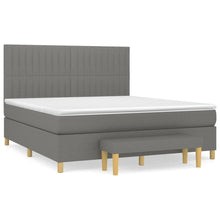 Boxspring Met Matras Stof Donkergrijs 180 x 200 cm Verticale strepen