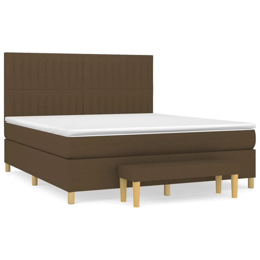 Boxspring Met Matras Stof 180 x 200 cm Donkerbruin