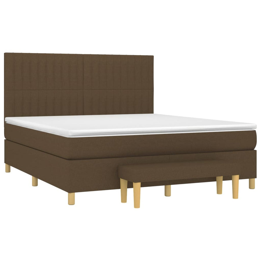 Boxspring Met Matras Stof 180 x 200 cm Donkerbruin