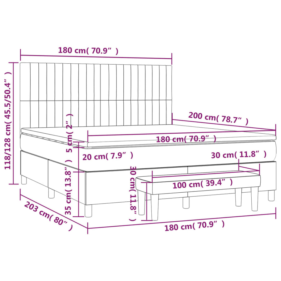 Boxspring Met Matras Stof 180 x 200 cm Donkerbruin