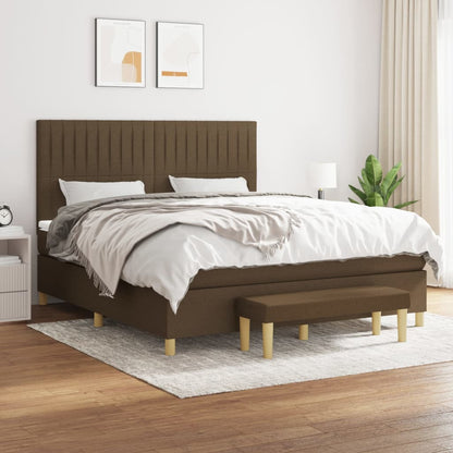 Boxspring Met Matras Stof 180 x 200 cm Donkerbruin
