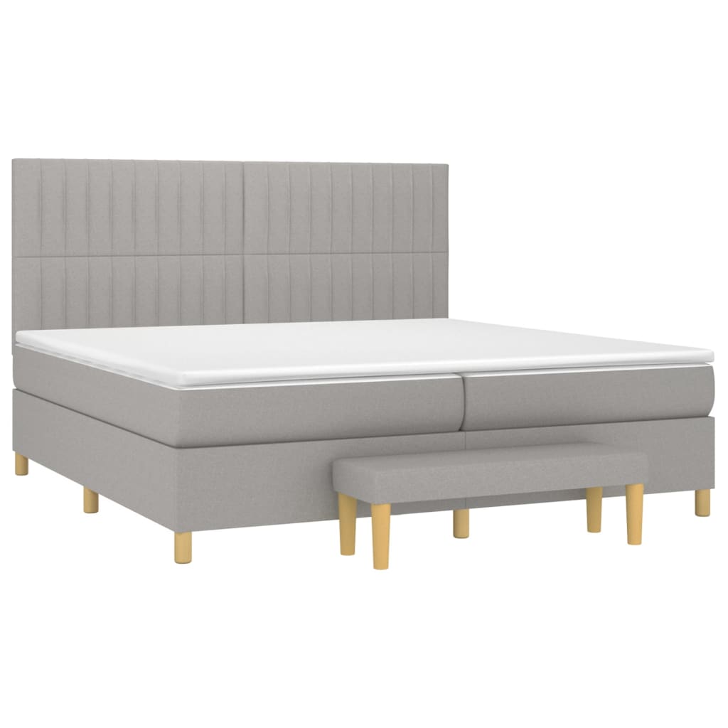 Boxspring Met Matras Stof Lichtgrijs 200 x 200 cm Verticale strepen