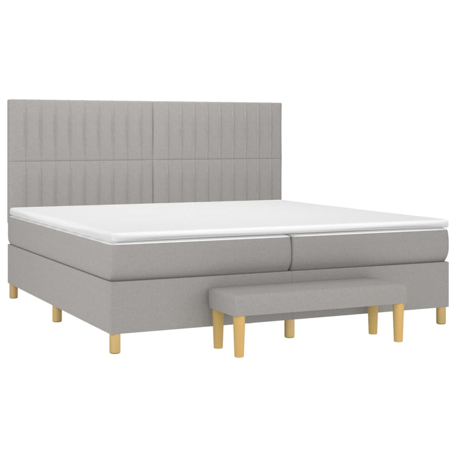 Boxspring Met Matras Stof Lichtgrijs 200 x 200 cm Verticale strepen